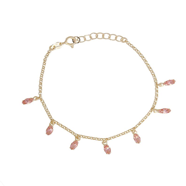 Pulsera Plata Esterlina 925 Rosa Francia Revestido Oro 18kt-0