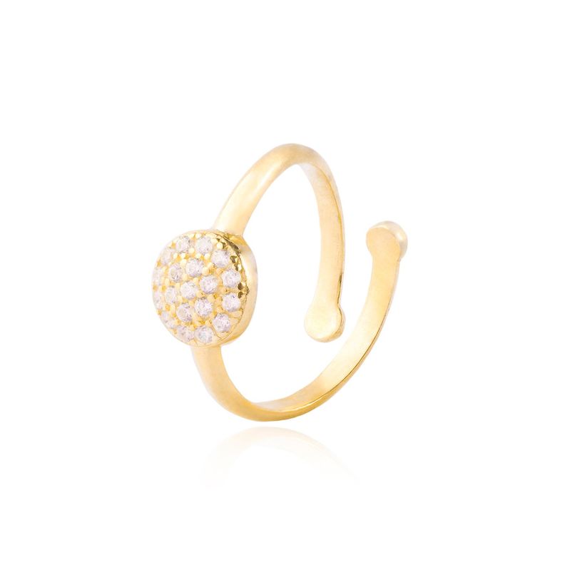 Anillo Plata Esterlina 925 Abierto Circulo Revestido en Oro 18kt-0