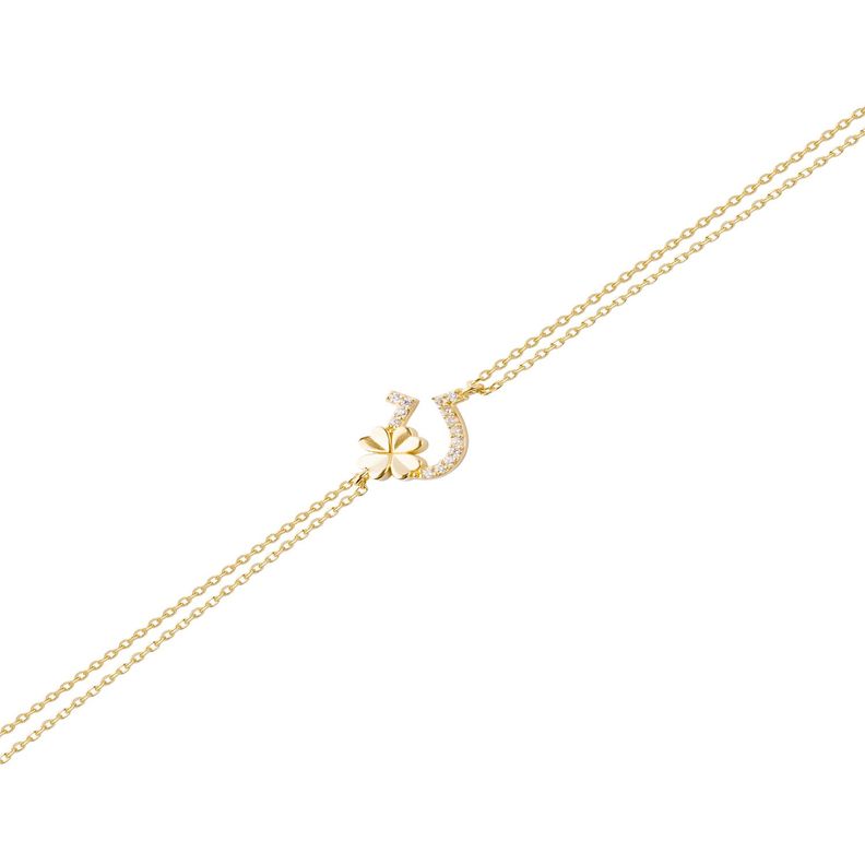 Pulsera Plata Esterlina 925 Suerte Circonita Revestido-1