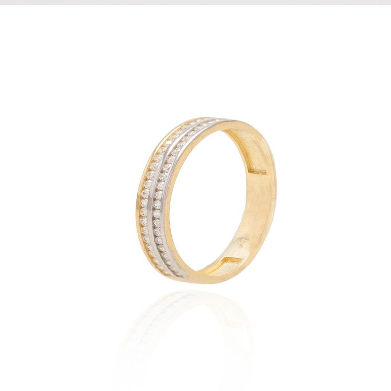 Anillo Compromiso de Oro 18Kt Bicolor Doble Riel-2