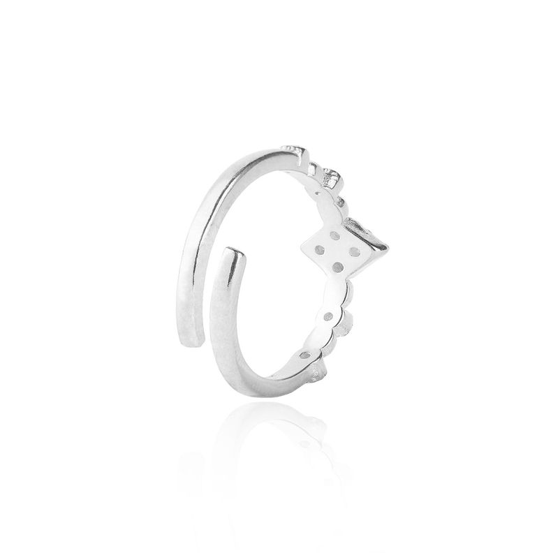 Anillo de Plata Esterlina 925 Rombo Circon Ajustable-1