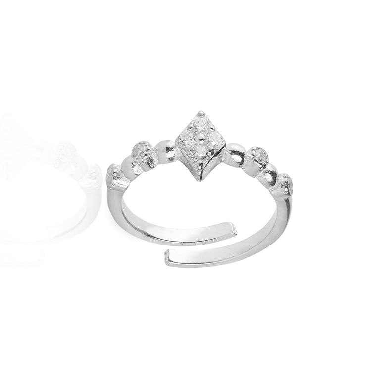 Anillo de Plata Esterlina 925 Rombo Circon Ajustable-2