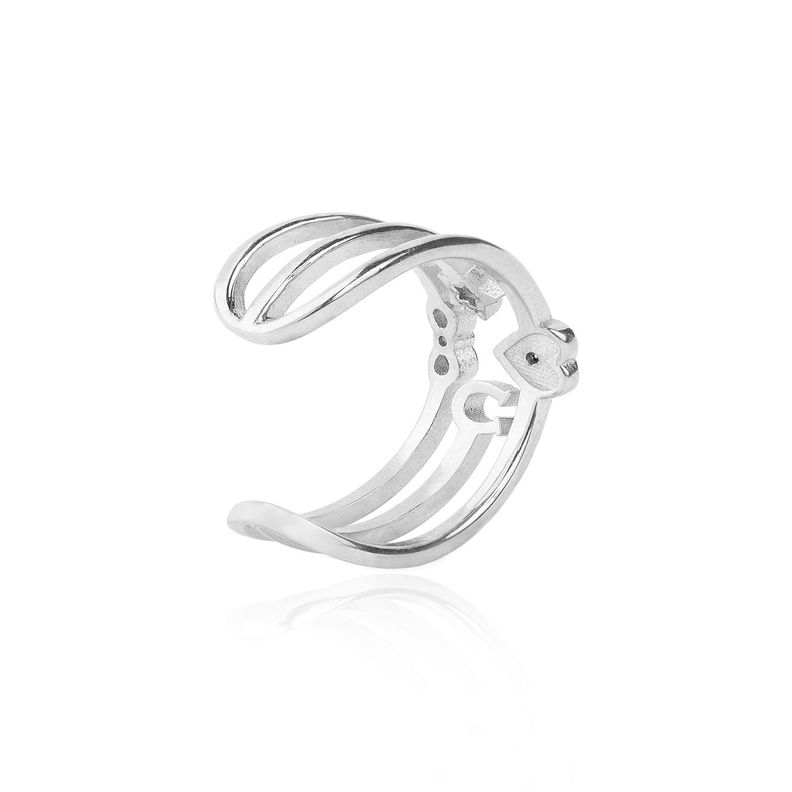 Anillo de Plata Esterlina 925 Abierto Corazon Herradura-1