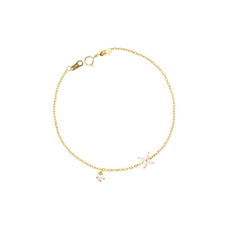 Pulsera Oro Amarillo 18kt Diamantes de 22 Pts Flor-0