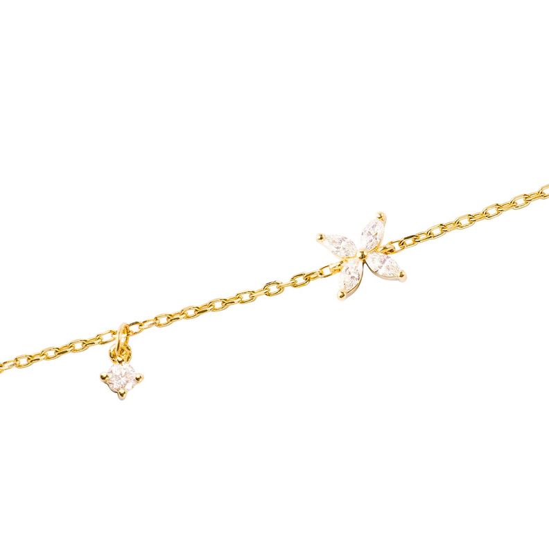 Pulsera Oro Amarillo 18kt Diamantes de 22 Pts Flor-1