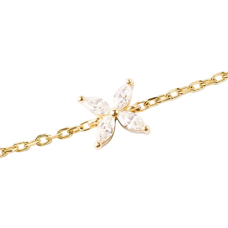 Pulsera Oro Amarillo 18kt Diamantes de 22 Pts Flor-2