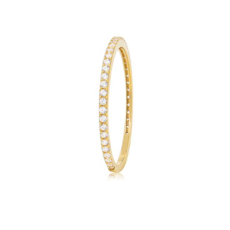 Anillo Compromiso de Oro 18Kt Cintillo Circon 1 Fila-0