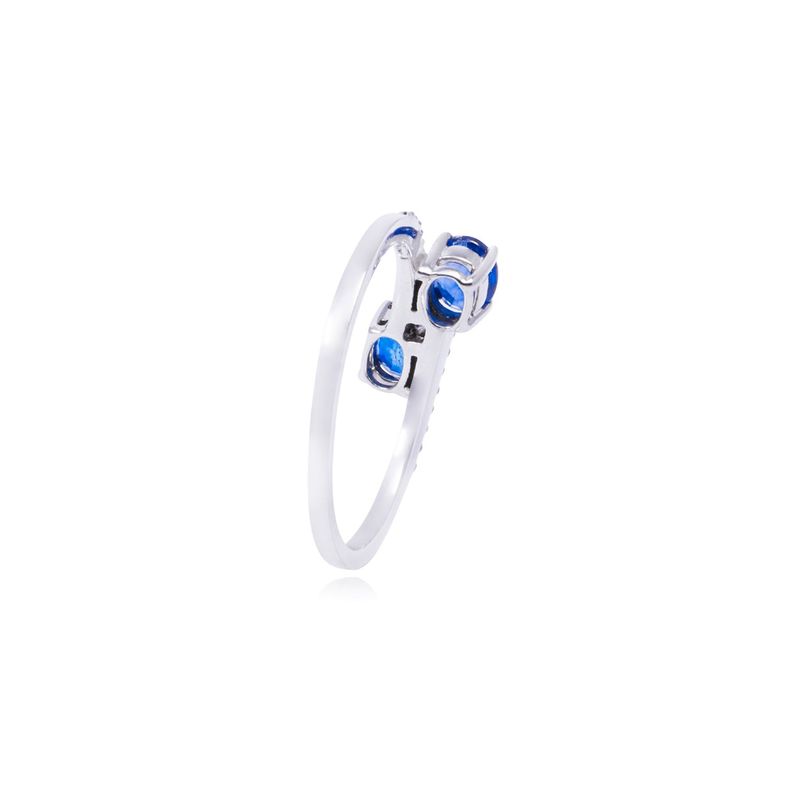 Anillo Oro Blanco 18kt Diamantes 14 Pts y Doble Zafiro 1,48 Pts-2