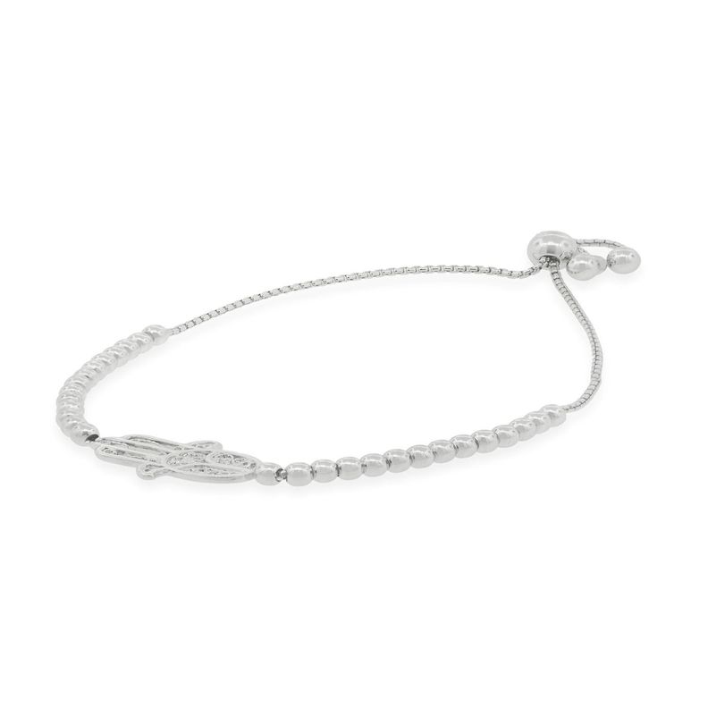 Pulsera de Plata Esterlina 925 Mano de Fatima Ajustable-1
