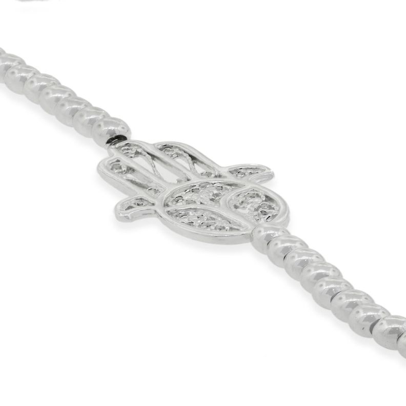 Pulsera de Plata Esterlina 925 Mano de Fatima Ajustable-2