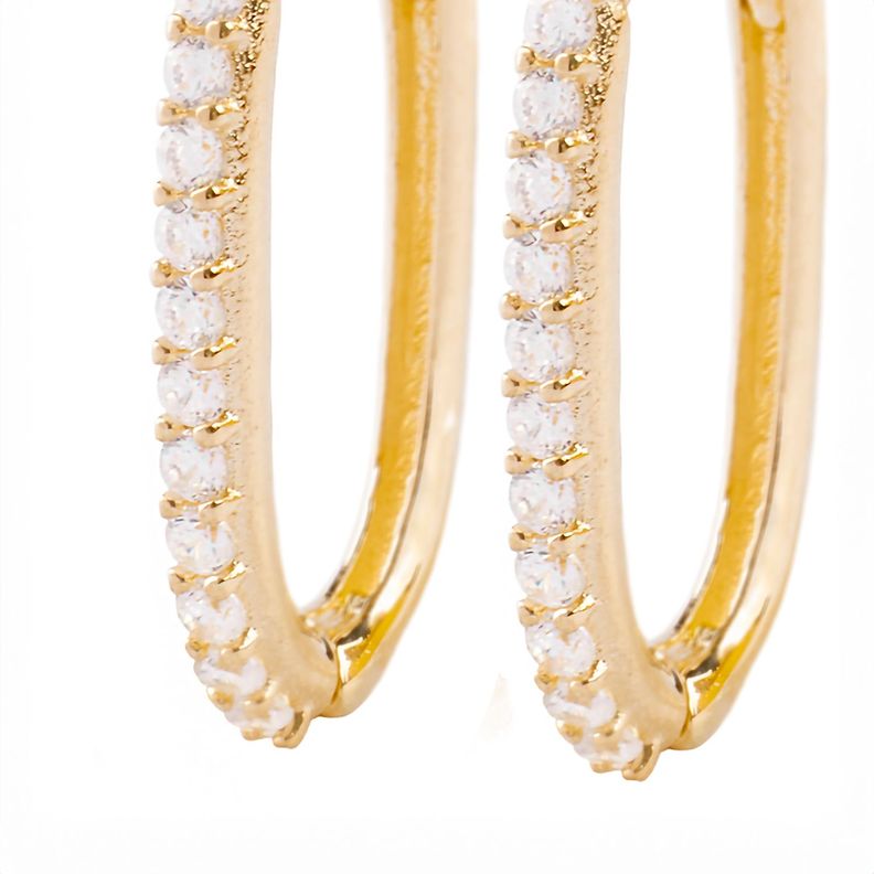 Aros de Oro 18kt Argollas Circón Ovalado-1