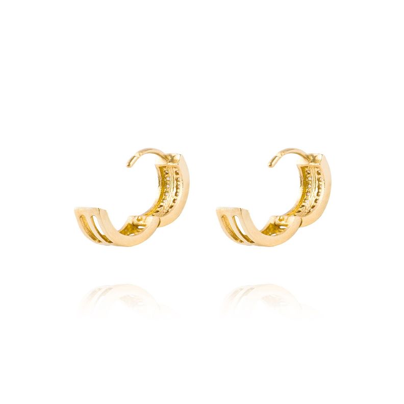 Aros de Oro 18kt Argollas 2 fila Circonitas-1