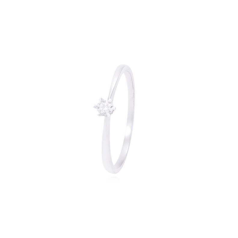Anillo Compromiso de Oro de 18kt 8 puntos de diamante solitario-0