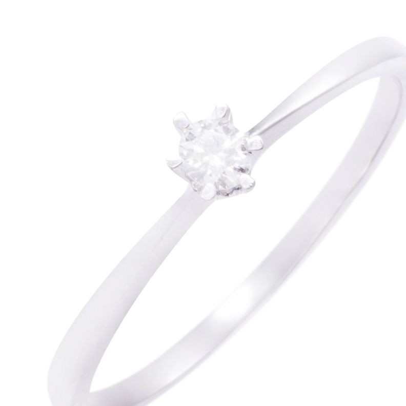 Anillo Compromiso de Oro de 18kt 8 puntos de diamante solitario-1