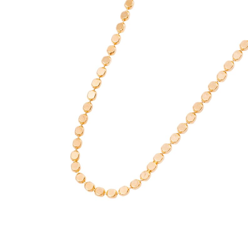 Collar de Plata Esterlina 925 Bolitas planas  revestido en Oro 14kt-2