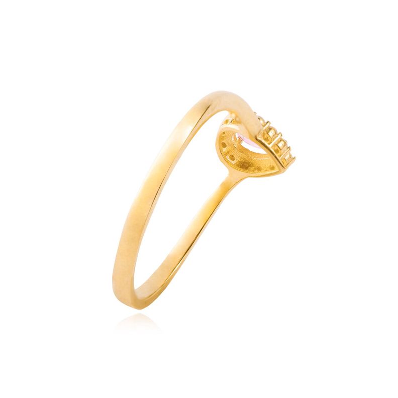 Anillo Compromiso de Oro 18kt Modelo Gota Rosa de Francia & Circón-2