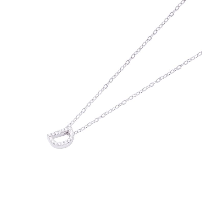 Collar de Plata Esterlina 925 Dije Letra D Circón-1