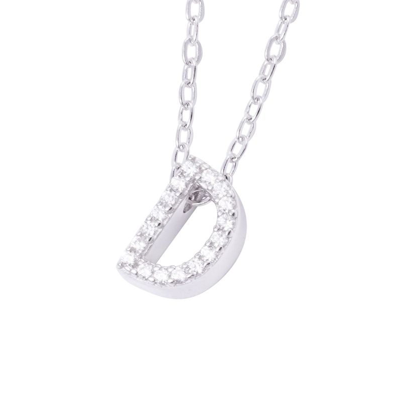 Collar de Plata Esterlina 925 Dije Letra D Circón-2