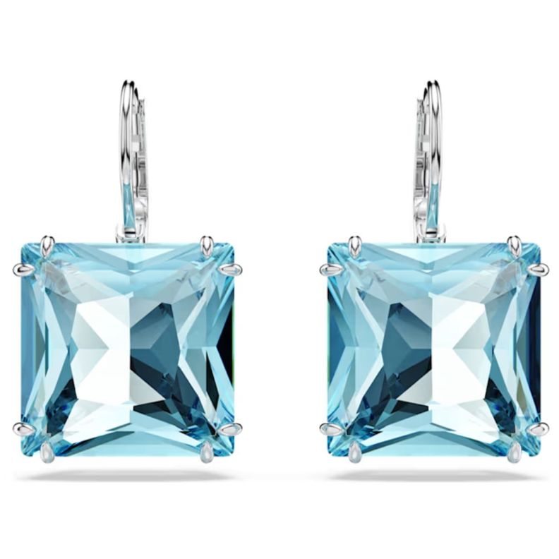 Aros Swarovski Cuadrado Aqua-0