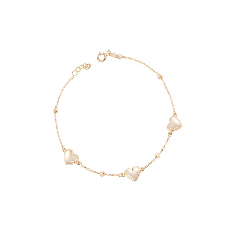 Pulsera de Oro 18kt Trío Corazones-0