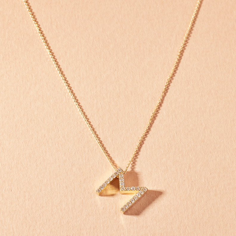 Collar Oro 18kt Diamantes Letra M con 13 Pts | Danielle Costantini-2