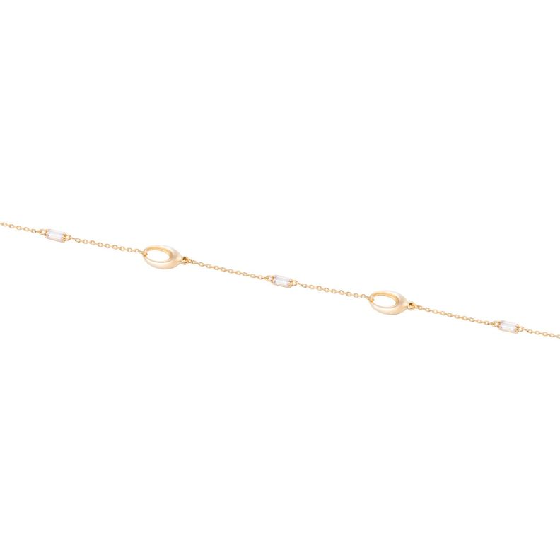 Pulsera de Oro 18kt Eslabones Ovalados y Circonitas - Baguette-1