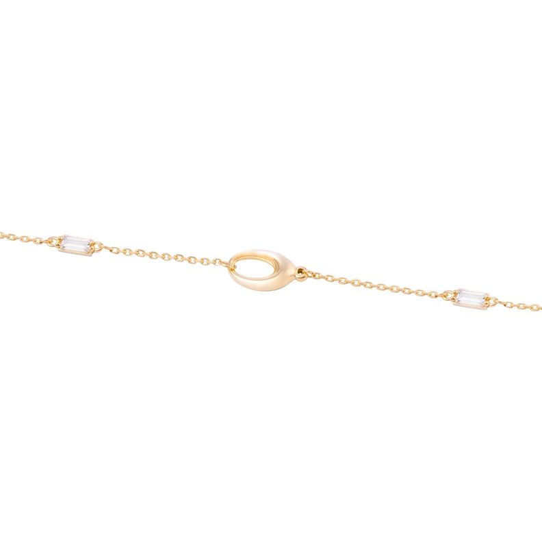 Pulsera de Oro 18kt Eslabones Ovalados y Circonitas - Baguette-2