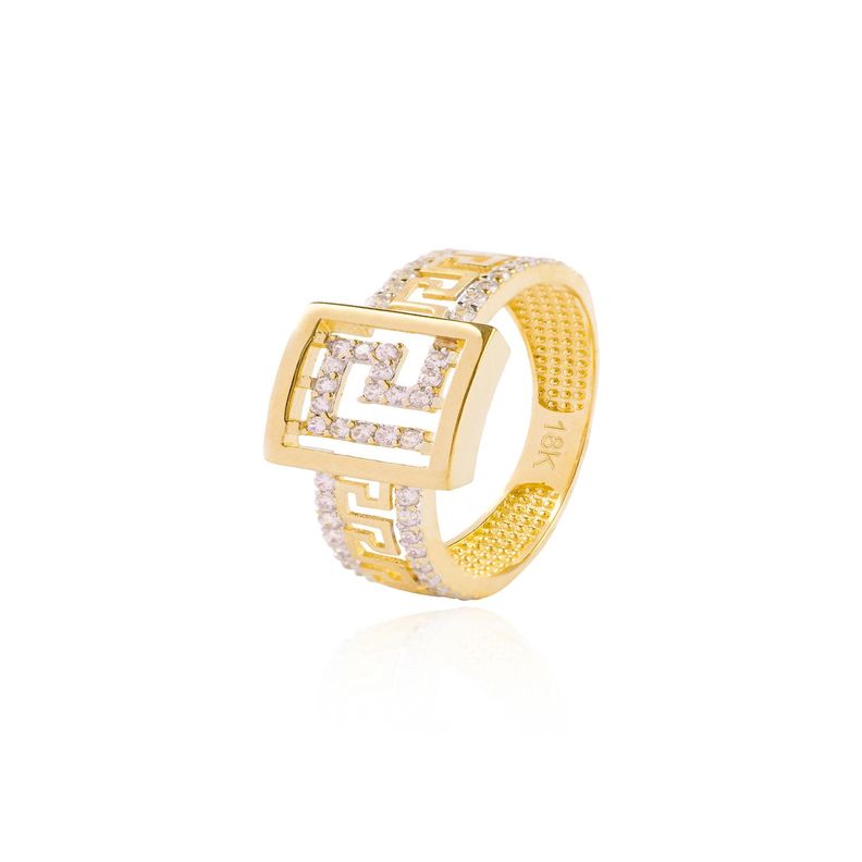 Anillo de oro 18kt Mex cuadrado Circón-0