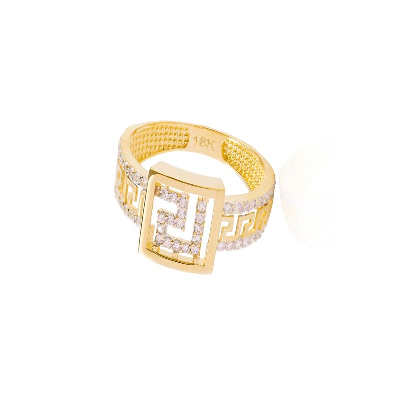 Anillo de oro 18kt Mex cuadrado Circón-2