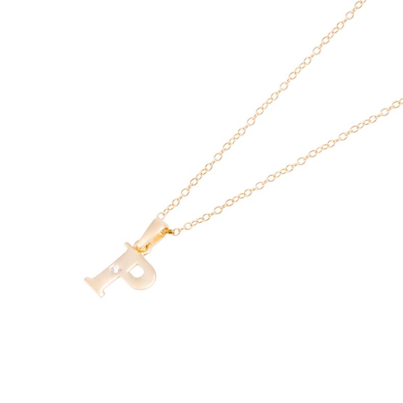 Collar de Oro de 18kt Circonitas letra P-0