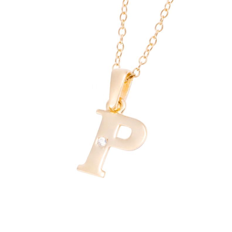 Collar de Oro de 18kt Circonitas letra P-1