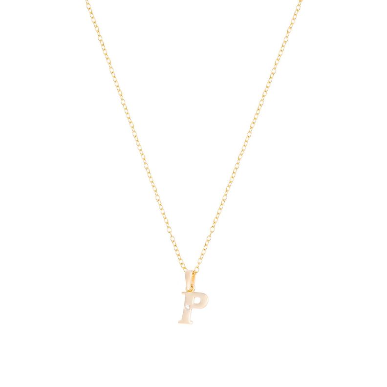 Collar de Oro de 18kt Circonitas letra P-2