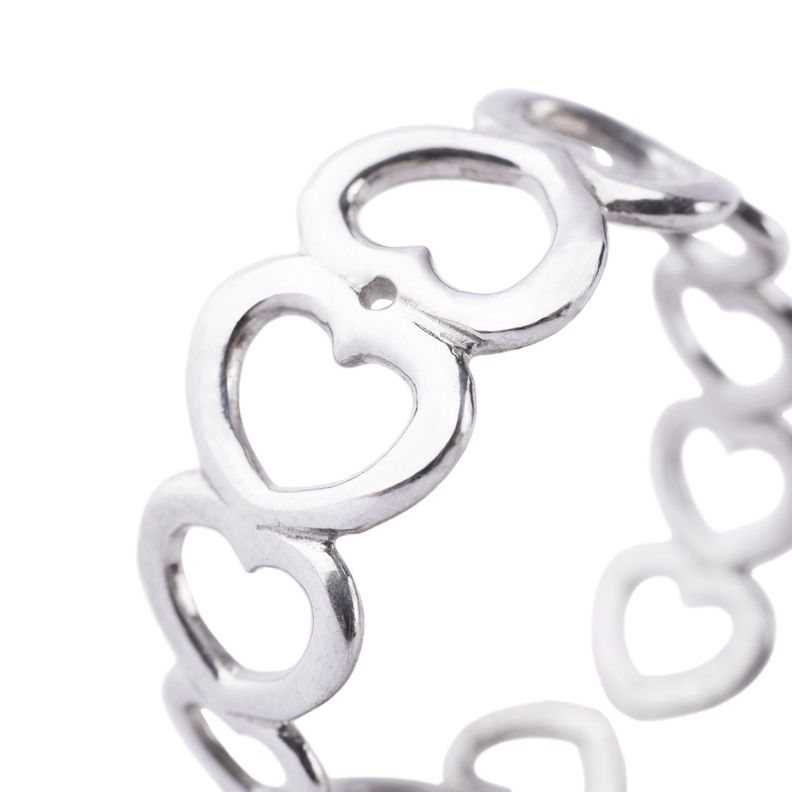 Anillo de Plata Esterlina 925 Pequeños Corazones 5-1