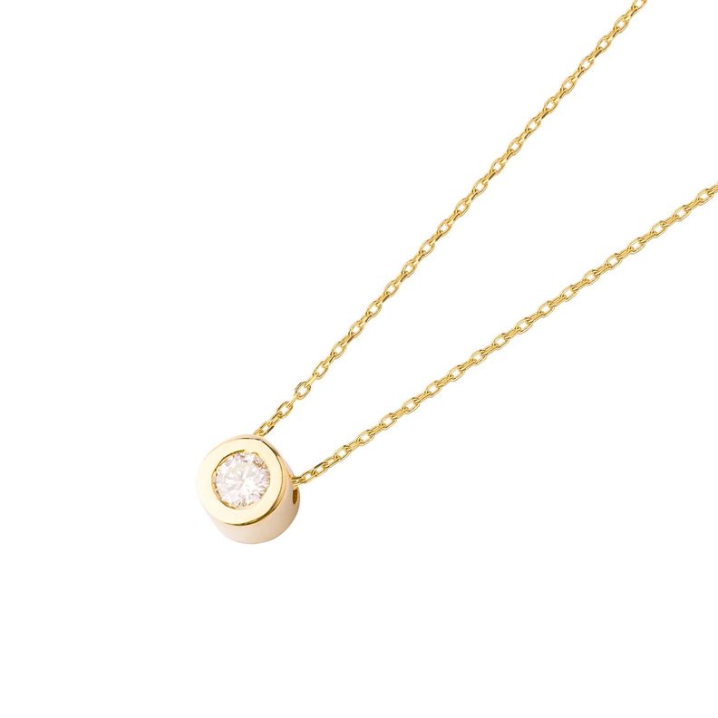 Collar de Oro Amarillo 18kt con Diamante Punto de Luz 8pts-0