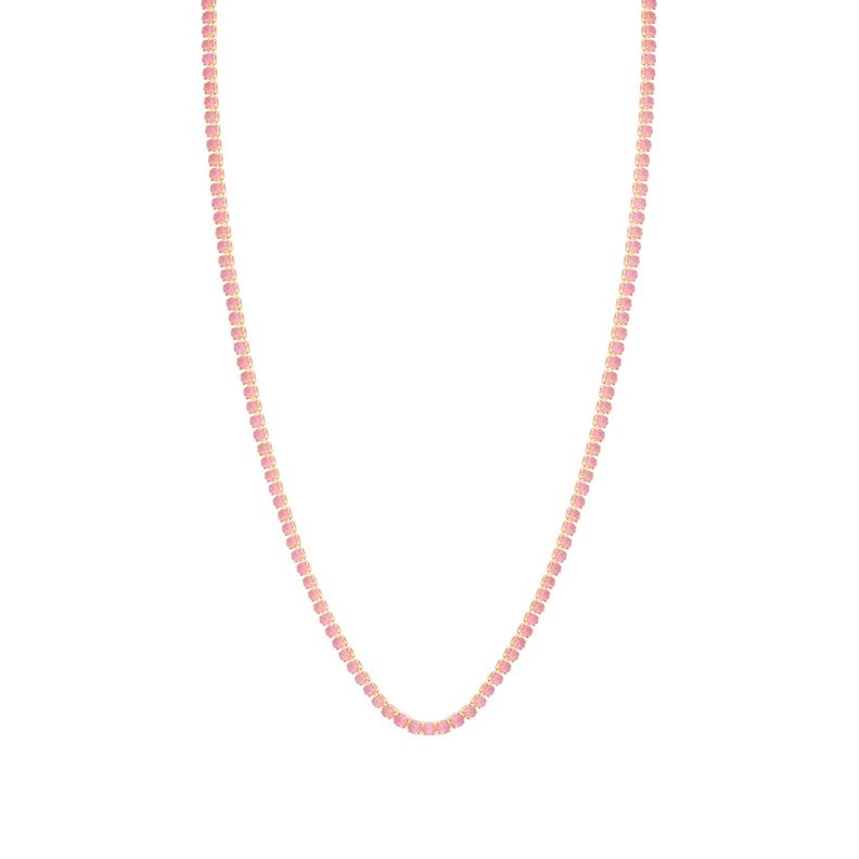 Collar de Plata Esterlina 925 Cristal rosado Bañado en Oro 14kt-0
