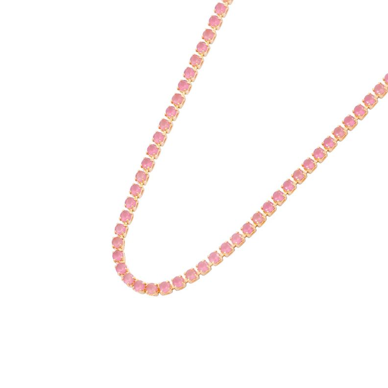 Collar de Plata Esterlina 925 Cristal rosado Bañado en Oro 14kt-1