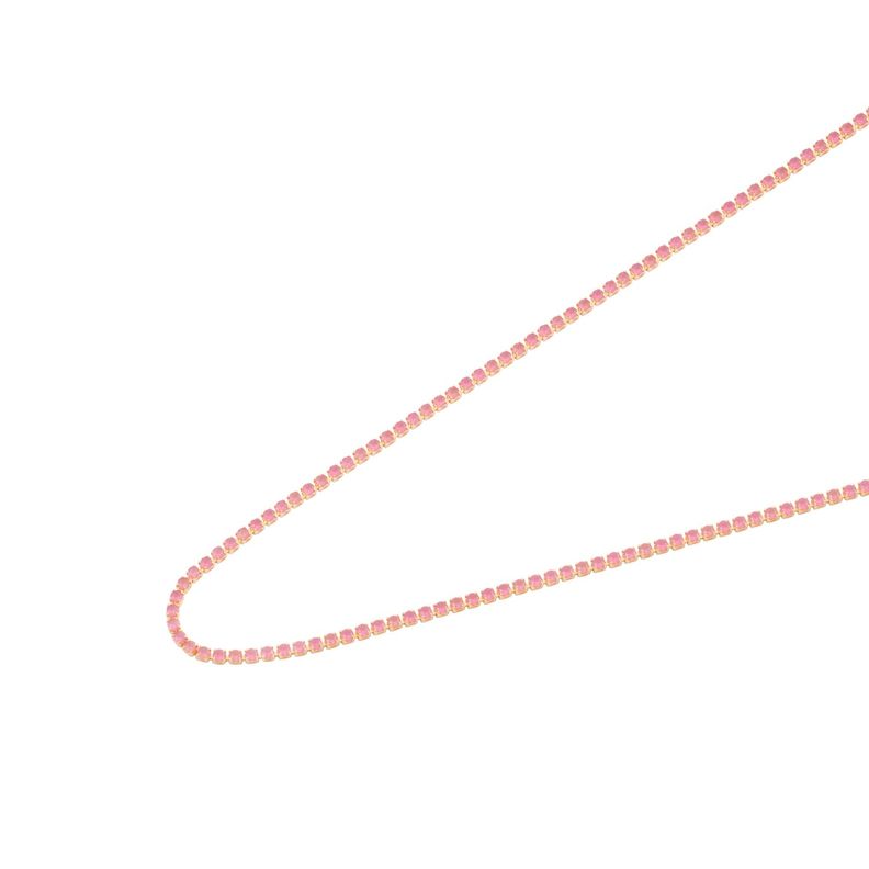 Collar de Plata Esterlina 925 Cristal rosado Bañado en Oro 14kt-2
