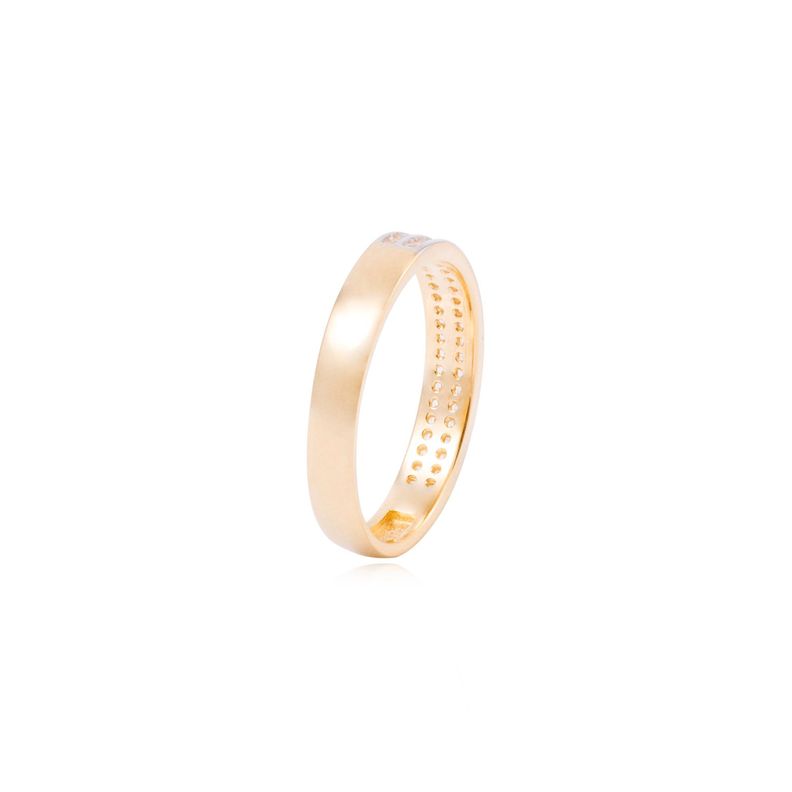 Anillo Compromiso de Oro 18Kt Medio Cintillo Riel Bicolor Circonita-2
