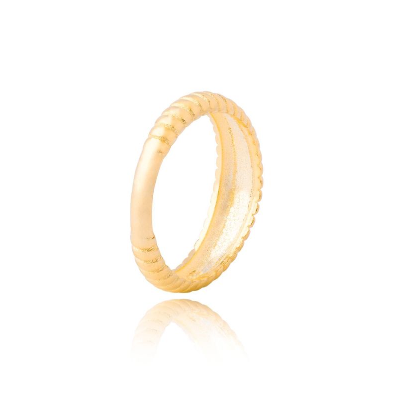 Anillo de Plata Esterlina 925 Relieve Revestido en Oro 18kt-2