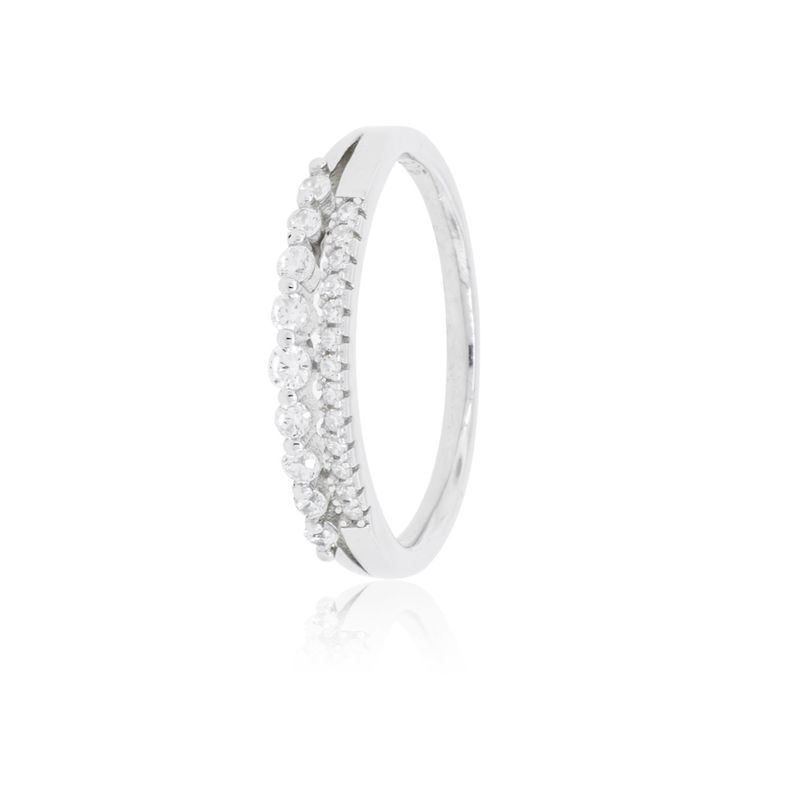Anillo de Plata Esterlina 925 Doble Circonita-0