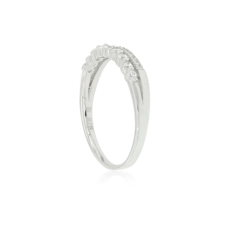 Anillo de Plata Esterlina 925 Doble Circonita-1