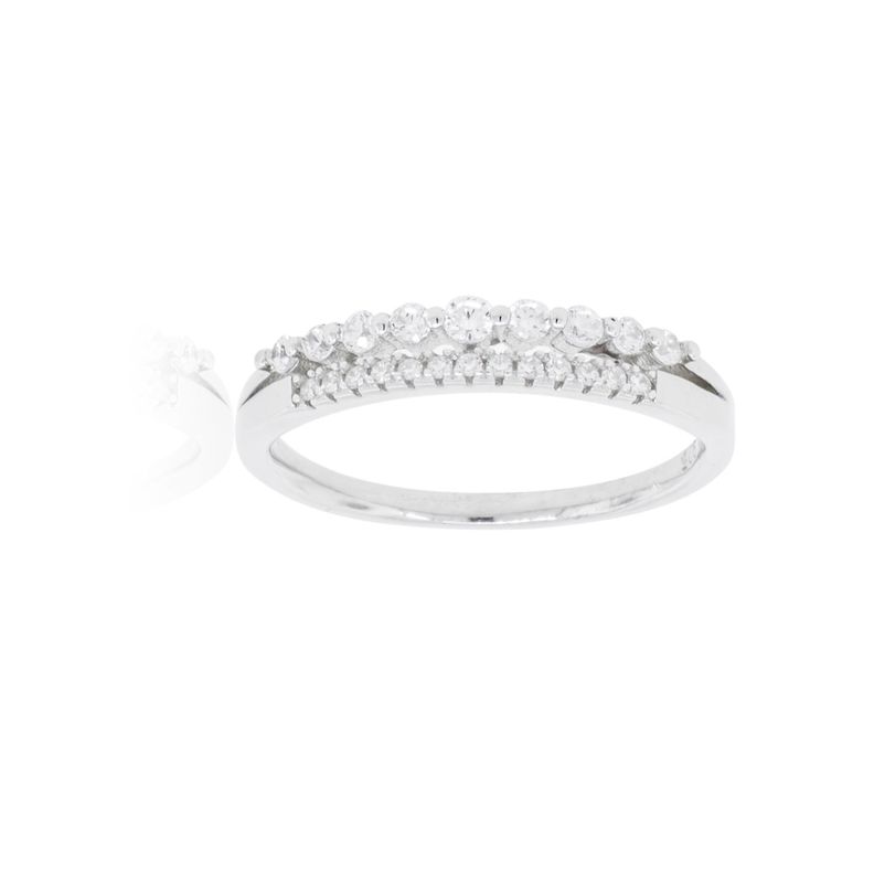 Anillo de Plata Esterlina 925 Doble Circonita-2