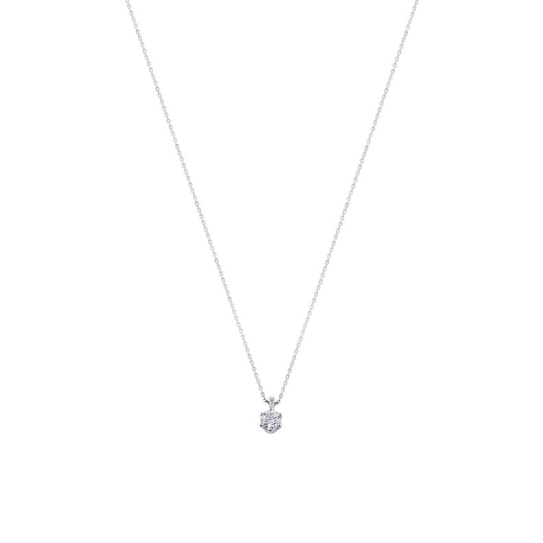 Collar de Oro 18kt Solitario 6 grifas 15 puntos de diamante-0