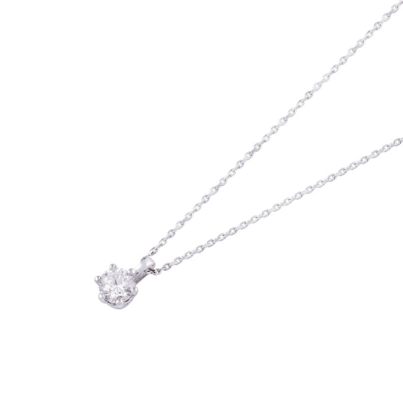Collar de Oro 18kt Solitario 6 grifas 15 puntos de diamante-1