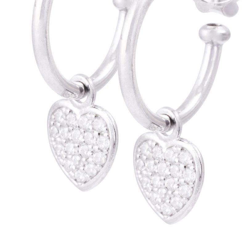 Aros de Plata Esterlina 925 Argollas Corazón-1