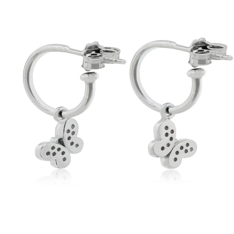 Aros de Plata Esterlina 925 Argollas Circonita Mariposa-1