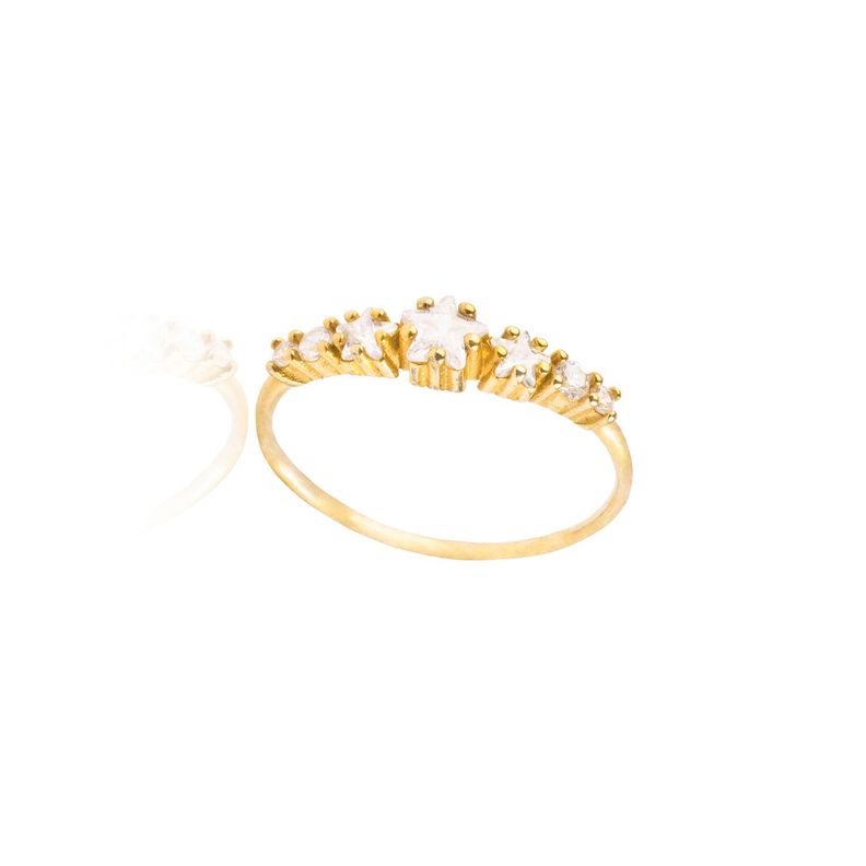 Anillo de Plata Esterlina 925 Estrellas Circon Revestido en Oro 18kt-2