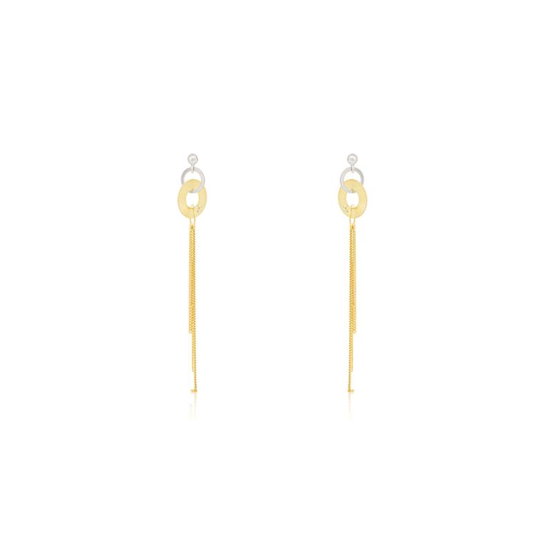 Aros de Plata Esterlina 925 Cadena Bicolor-0
