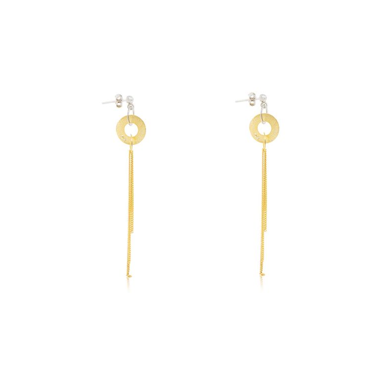 Aros de Plata Esterlina 925 Cadena Bicolor-2