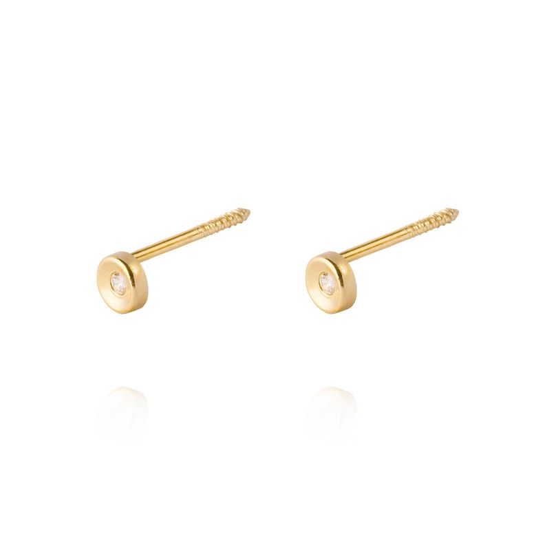 Aros de Oro 18kt Con Punto de Luz Circonita-1